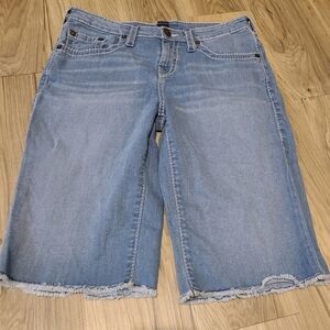 True Religion Geno Blue Denim Cut-Off Shorts